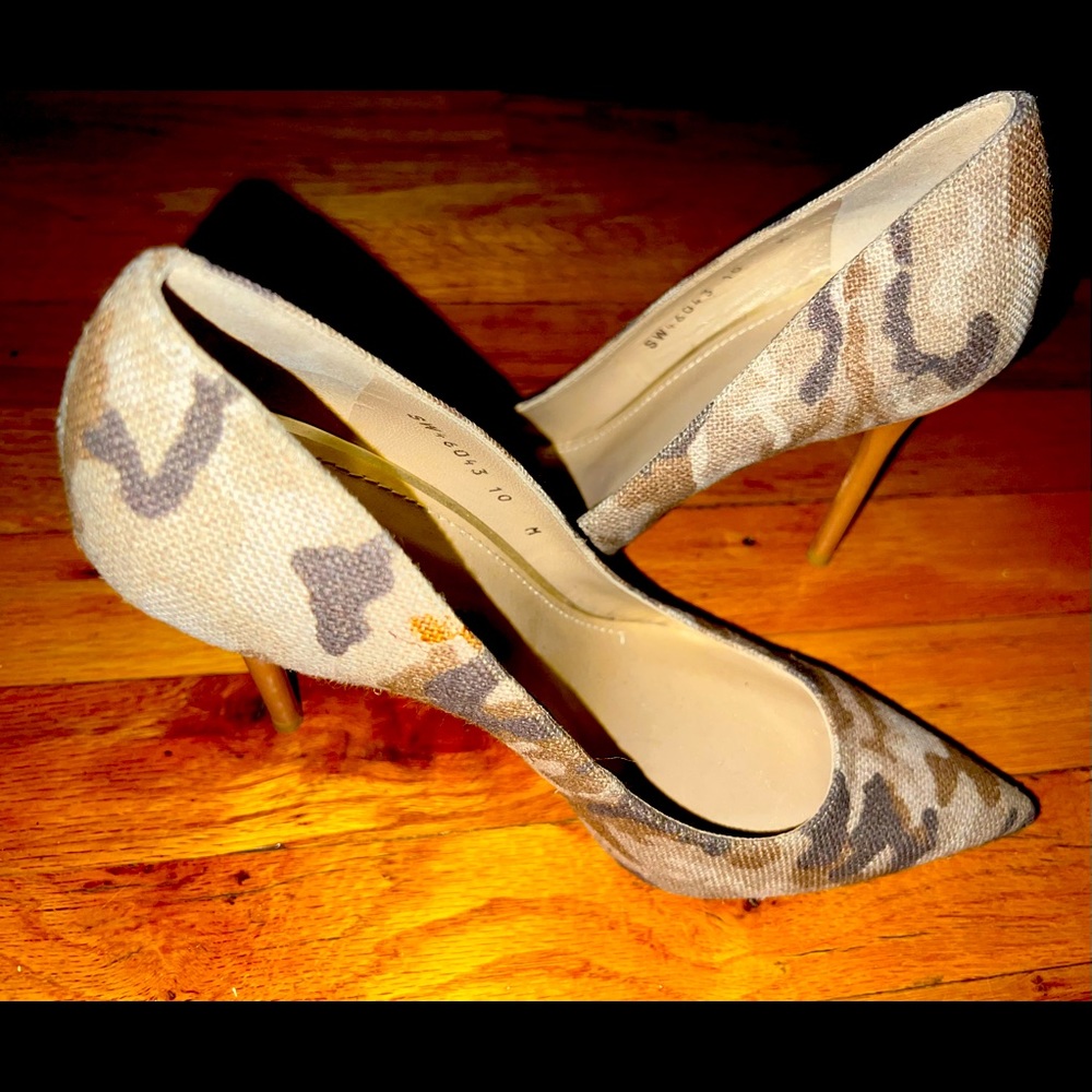Stuart Weitzman canvas camo pumps